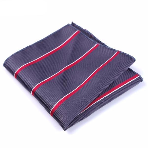 Formal Pocket Squares - Red & White on Grey