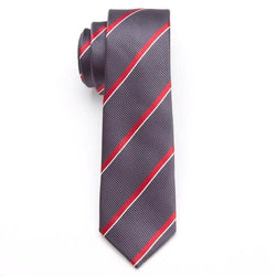 Skinny Business Tie - Red on Gray