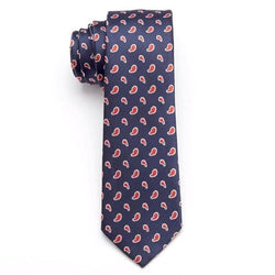 Skinny Business Tie - Red Seeds on Blue