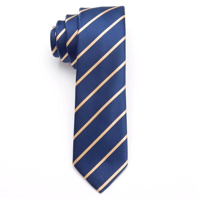 Skinny Business Tie - Yellow on Blue
