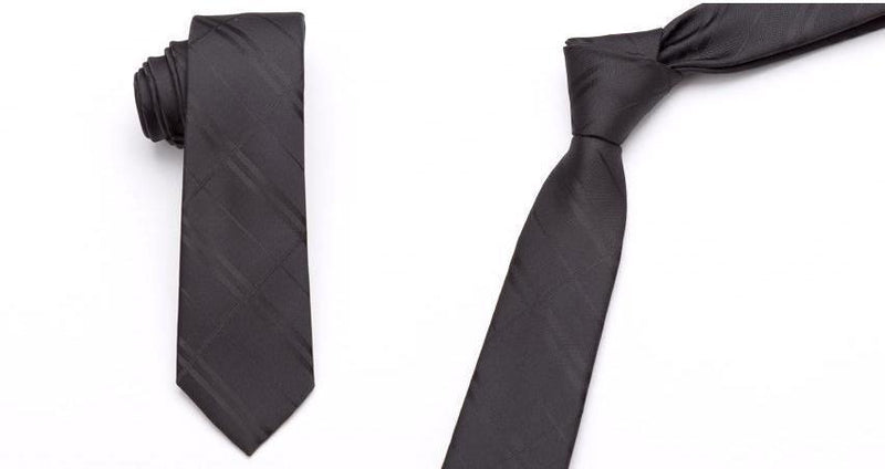 Skinny Business Tie - Black lines on Black