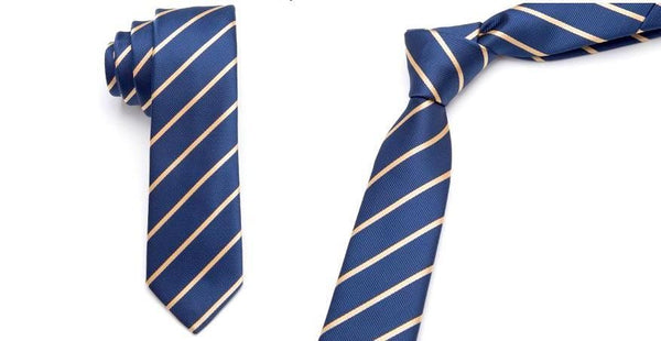 Skinny Business Tie - Yellow on Blue