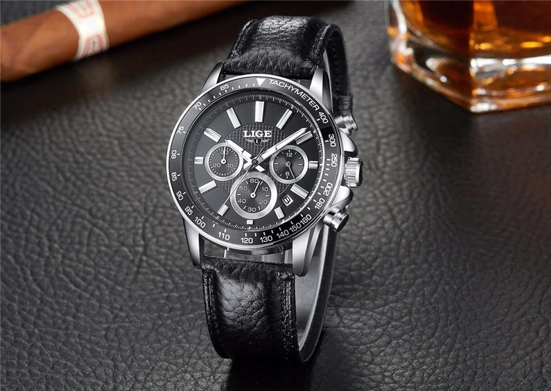 Overtime Watch - Black (Leather)