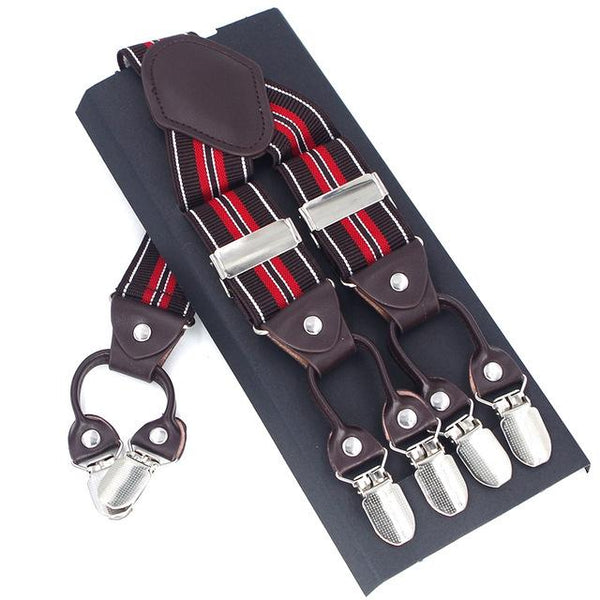 Casanova Suspenders - Red & Brown