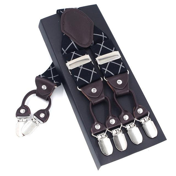 Casanova Suspenders - Black & White Squares
