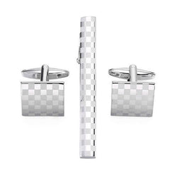 Tie Clip & Cuff Links - Silver Pattern