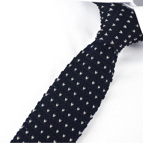 Knit Neckties-Navy Blue